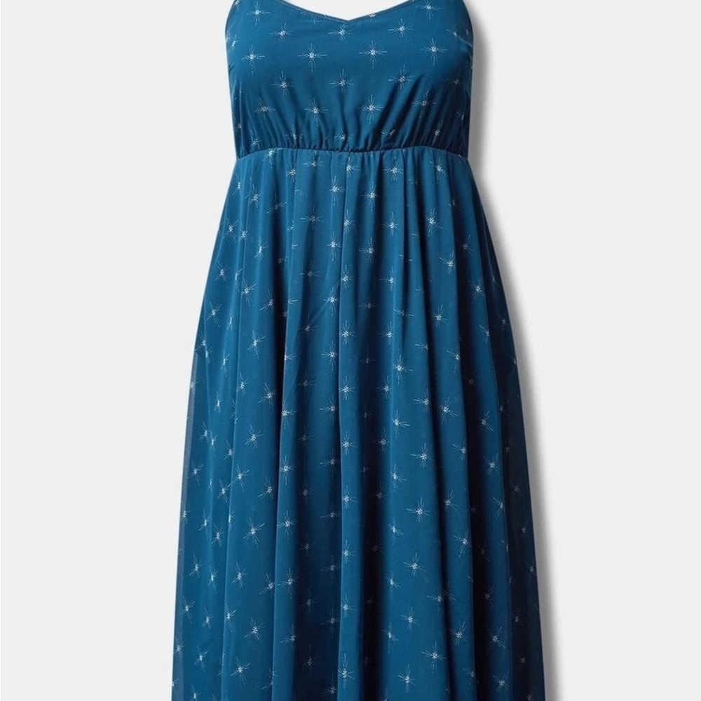 Torrid Midi Chiffon Pleated Dress- Size 0x - Picture 3 of 10